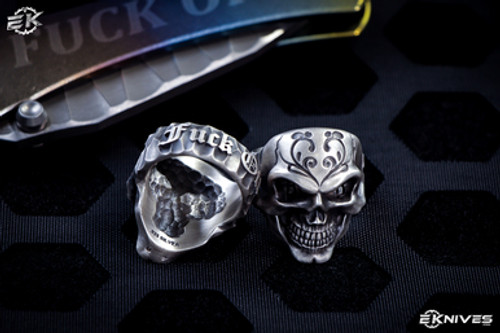 Borka Blades Silver Skull Ring "F Off" Engraved .925 Silver Size 12