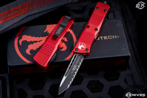 Microtech Troodon Red OTF Automatic 3" Tanto Black Serrated 140-3RD