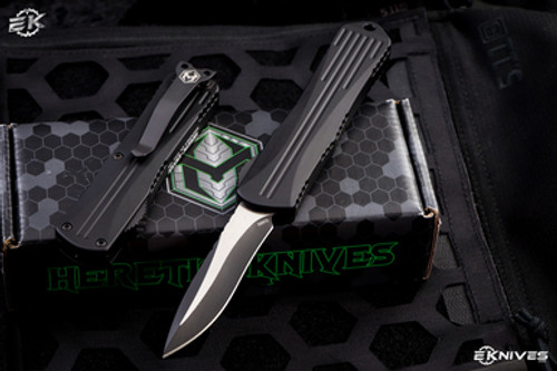 Heretic Knives Manticore E Black OTF Automatic Knife 3" Recurve Black H029-4A-T
