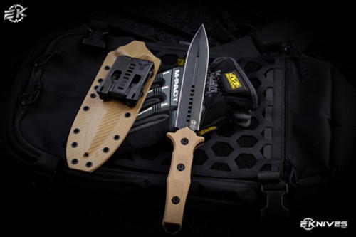 Heretic Knives Nephilim FDE G10 Fixed Blade Knife 6.5" Dagger Battleworn Black H003-8A-FDE