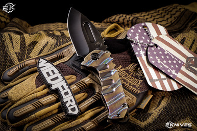 Medford Praetorian Genesis "T" Knife Flamed Bronze Ti 3.3" S35VN Black PVD Drop Point