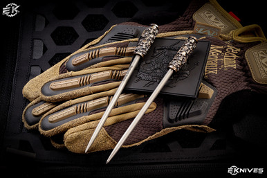 Bastinelli Knives Titanium Hair Chopstick Spike 6.5" Bronzed "Tube" Skulls