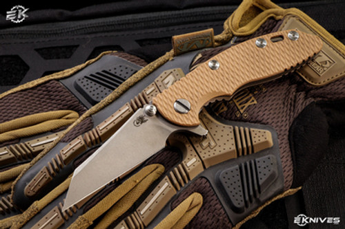 Rick Hinderer Knives XM-18 3.0" Wharncliffe Knife Coyote Tan G10, Battle Bronze