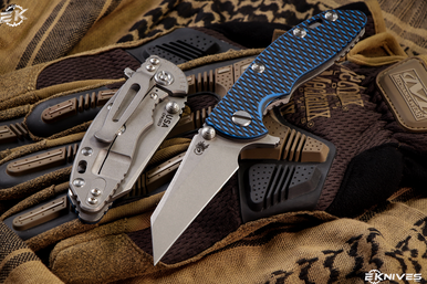 Rick Hinderer Knives XM-18 3.0" Wharncliffe Knife Blue/Black G10, Working Finish