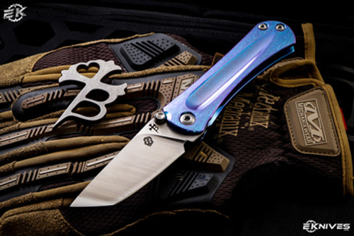 Borka Blades/John Gray Custom SBTF Burple Anodized/Bark Finish Chassis Satin Tanto.