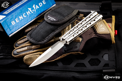 Benchmade 62 Balisong, Stainless Steel Handles T-Latch 4.25" Weehawk Satin