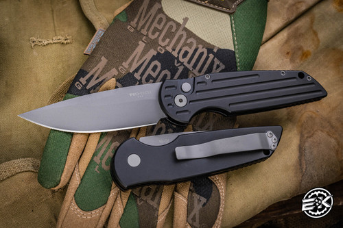 ProTech TR-3 Tactical Response Automatic Knife Black Milled Aluminum 3.5" 154CM Clip Point Bead Blast TR-3 