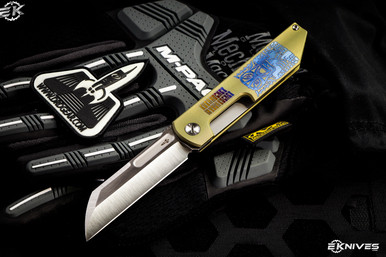 D Rocket Design Revenge "Fukushu" Gold Rocket Motif Front Flipper Titanium 3" M390