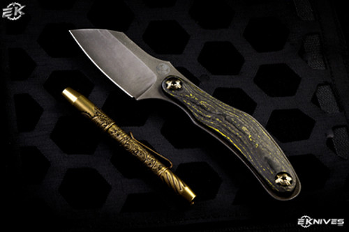 Mccoy Bladeworks "Stinger" #7 Yellow CamoCarbon 2.5" Dark Acid Stonewash