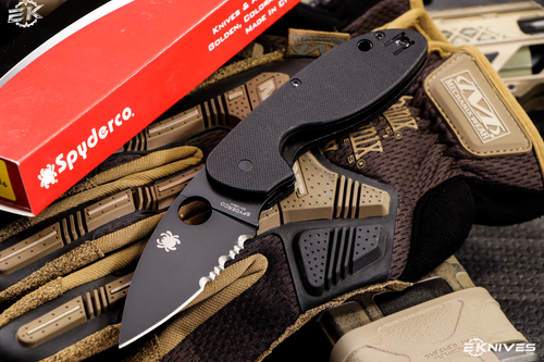Spyderco Efficient Liner Lock Knife Black G10 3" Black Serrated C216GPSBBK