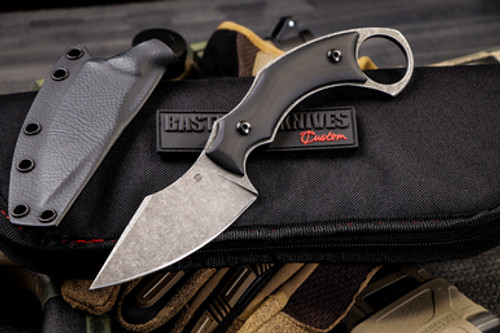 Bastinelli Knives Custom "Assaulite Compact" Handle Fixed Blade 3.25" Dark Stonewash (Preowned)