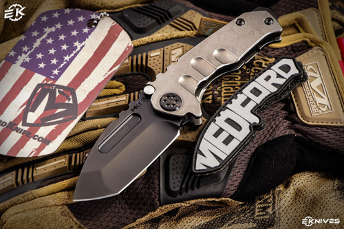 Medford Micro Praetorian "T" Tumbled Titanium Knife 2.9" S35VN Black PVD Tanto