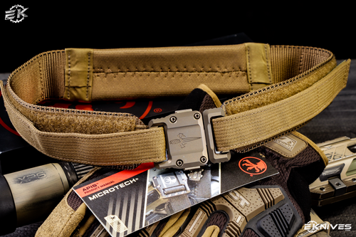 Microtech Knives APIS Tactical Coyote Nylon Belt, Bronze Titanium Buckle