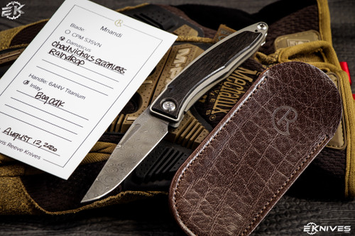 Chris Reeve Knives Mnandi Bog Oak Inlay 2.75" Raindrop Damascus MNA-1006 (Preowned)