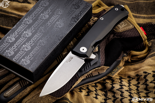 LionSTEEL Myto Folding Frame Lock Knife Black Aluminum 3.27" M390 Satin MT01A-BS