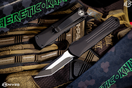 Heretic Knives Manticore S Automatic OTF Knife Black 2.6" Tanto Two-Tone Black H023-10A-T