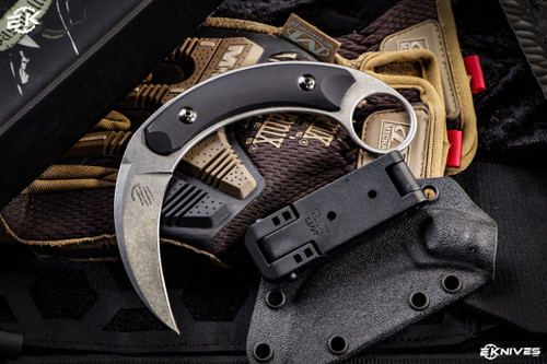 Bastinelli Knives "Mako" Black G10 2.75" Stonewash Hawkbill