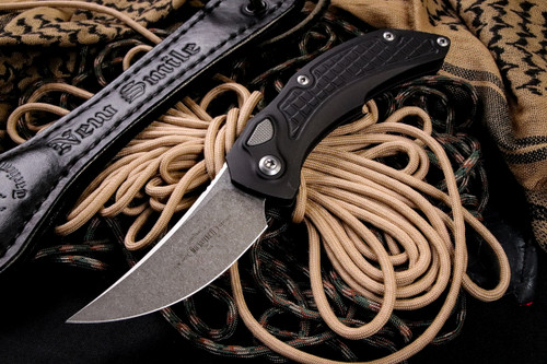 Microtech/Bastinelli "Brachial" Automatic Folding Knife Black 3.75" Persian Stonewash 268A-10 (Preowned)