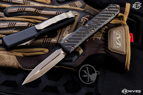 Microtech Ultratech OTF Automatic Knife Carbon Fiber 3.4" Dagger Bronze Apocalyptic 122-13APCFS