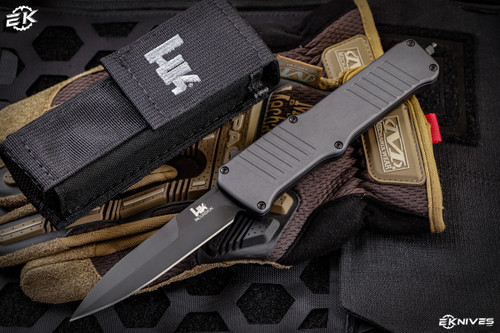 HK Knives Incursion OTF Automatic Knife Gray Aluminum 3.9" Bayonet Black 54092