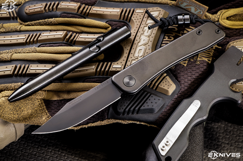 Tactile Knife Co. Bexar/Pen Bolt Action Combo Slip Joint Knife Titanium 2.8" 20CV DLC Clip Point