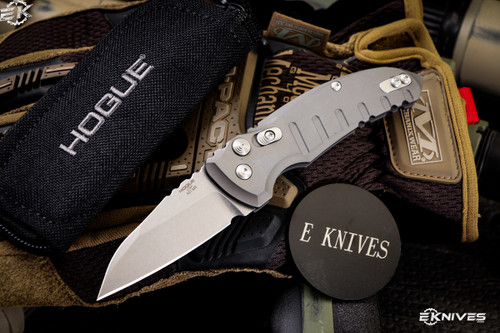 Hogue Knives A01 Microswitch Automatic Knife Gray 2.75" Wharncliffe Stonewash 24102