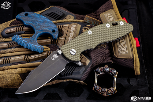 Rick Hinderer Knives XM-18 Knife OD Green G10 3.5″ Battle Black Skinny Harpoon Spanto