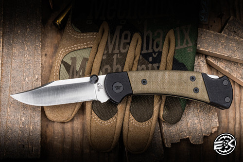 Buck 112 Ranger Sport Pro Folding Knife OD Green Canvas Micarta 3" S30V Clip Point Satin 0112GRS5