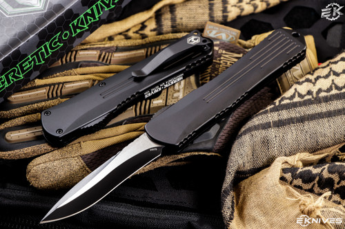 Heretic Knives Manticore X Black OTF Automatic Knife 3.75" Recurve Two Tone Black H033-10A