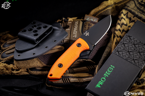 Protech SBR Short Bladed Rockeye Fixed Blade Knife Orange Textured G10 2.9" S35VN Black DLC LG511-OR