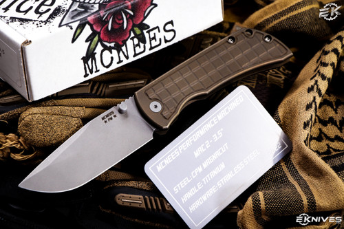 Mcnees Knives PM Mac 2 Bronze Frag Titanium 3.5" Matte Stonewash