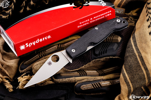 Spyderco Pattadese Folding Knife Black G10 3.2" M390 Satin C257GP