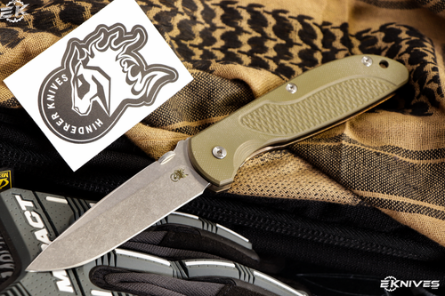 Rick Hinderer Knives FireTac Spanto Folding Knife OD Green G10 3.6" Stonewash Bronze
