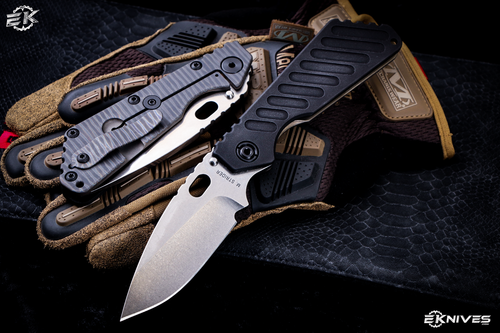 Mick Strider Knives SMF Black Aluminum/Flamed Titanium 4" Satin