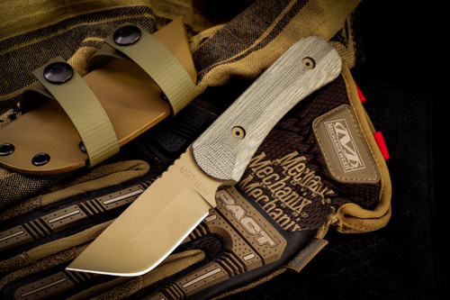 Hawk Creek Armory "Scout" Fixed Blade Knife Tan Micarta Cerakote SC002 
