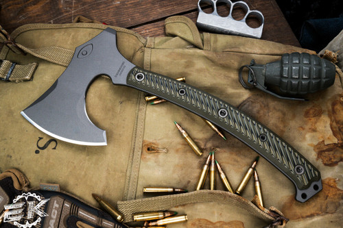 RMJ Tactical "Berserker" Tomahawk Dirty Olive G10 15" Tungsten Cerakote