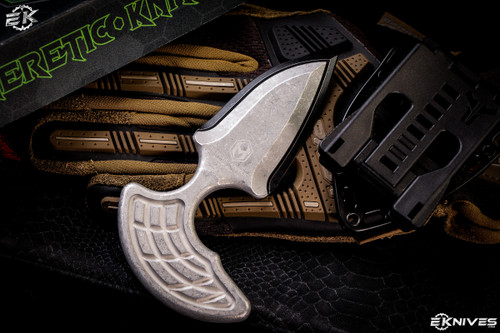 Heretic Knives Sleight Modular Push Dagger Knife Blizzardworn 2.63" Double-Edge Battleworn Black H050-8A-BLIZZARD