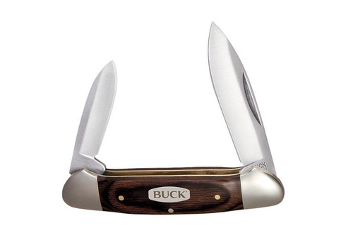 Buck 389 Canoe Slip Joint Knife Woodgrain 2.5" 420J2 Multi Blade Satin
