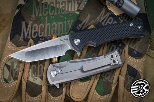 Chaves Knives Ultramar "Liberation Street" Flipper Black G10 Titanium 3.3" T/E Satin Tanto