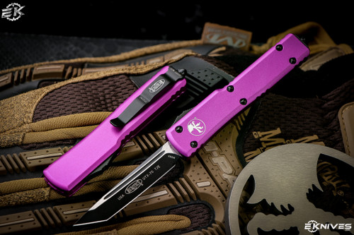 Microtech UTX-70 OTF Automatic Knife Violet 2.4" Black Tanto 149-1VI
