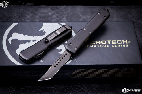 Microtech UTX-70 Shadow Hellhound OTF Automatic Knife Black 2.4" Hellhound DLC 419-1DLCTSH