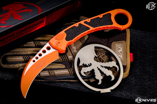 Microtech Hawk Automatic Karambit Lineman Folding Knife 4" Hawkbill Orange 265-1COR
