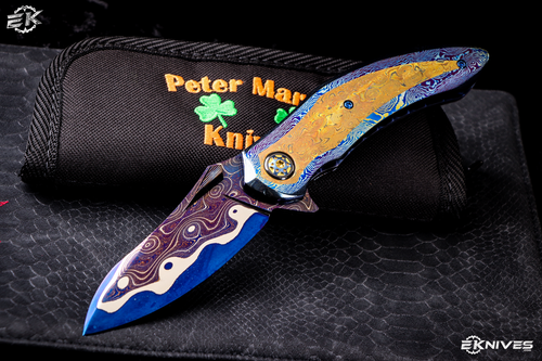 Peter Martin QSB Martainium Handle, Mokume Inlays, 3.5" Lava Lamp Damascus