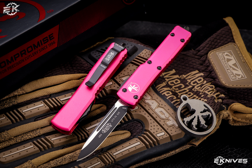 Microtech UTX-70 OTF Automatic Knife Pink 2.4" Drop Point Black 148-1PK