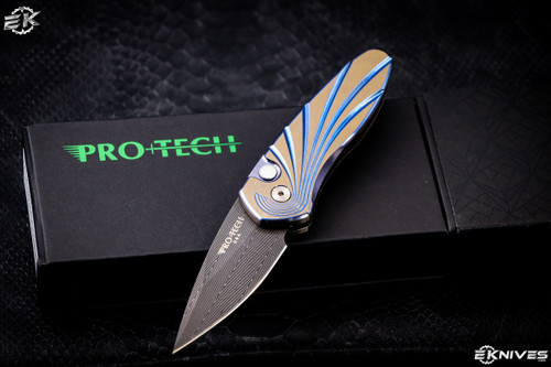 ProTech Sprint Custom Titanium 2 Tone MOP Button 2" Herringbone Damascus 2951-H