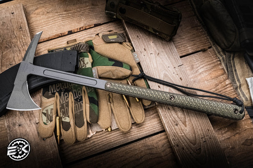 RMJ Tactical "Eagle Talon" S7 Tomahawk Dirty Olive G10 18" Tungsten