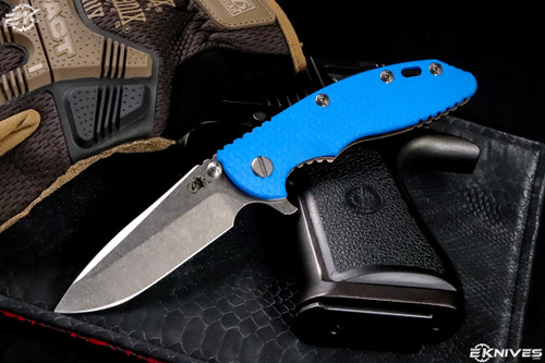 Rick Hinderer Knives XM-18 3.5" Spanto Knife Blue G10, Stonewash Bronze