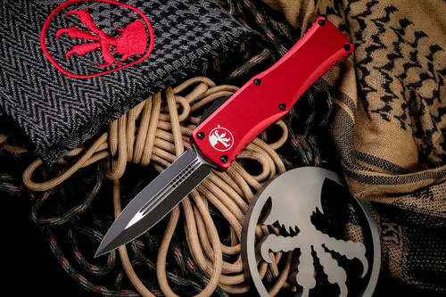 Microtech Hera OTF Automatic Knife Red 3" Dagger Black 702-1RD (Preowned)