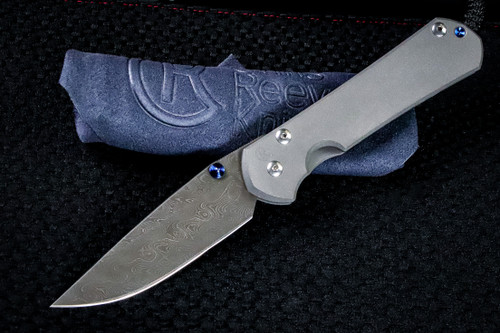 Chris Reeve Knives Large Sebenza 31 Titanium 3.6" Raindrop Damascus L31-1006