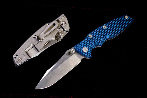 Rick Hinderer Knives "EKclusive" EKlipse Non-Flipper 3.5" Spearpoint Knife Blue/Black G10, Stonewash